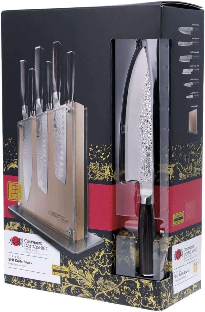 Cuisine Pro Damashiro Emperor Knife Block SHI 7PC Set-aktools