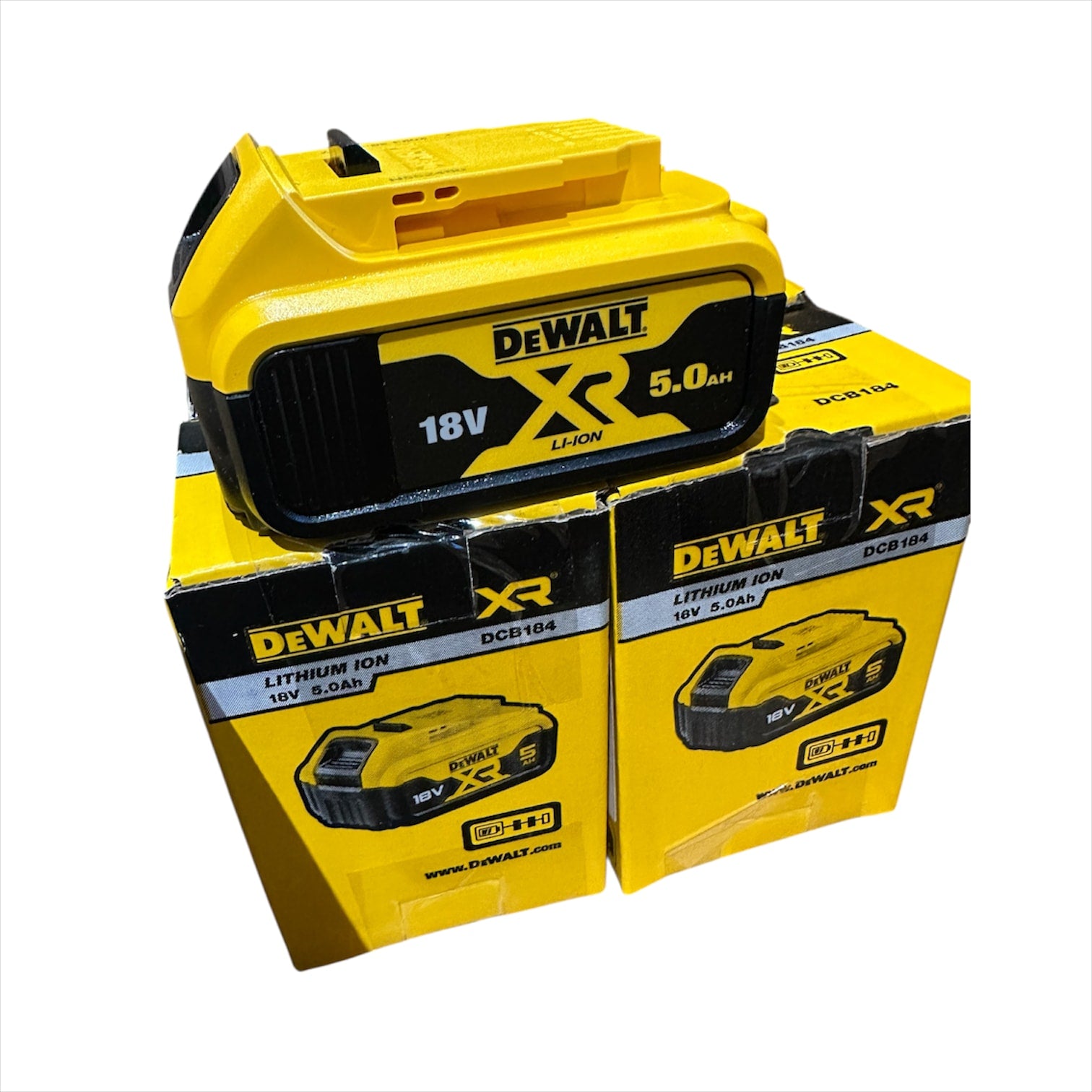 3-Pack DeWalt 18V XR 5.0Ah LITHIUM-ION Battery DCB184-XE AK TOOLS
