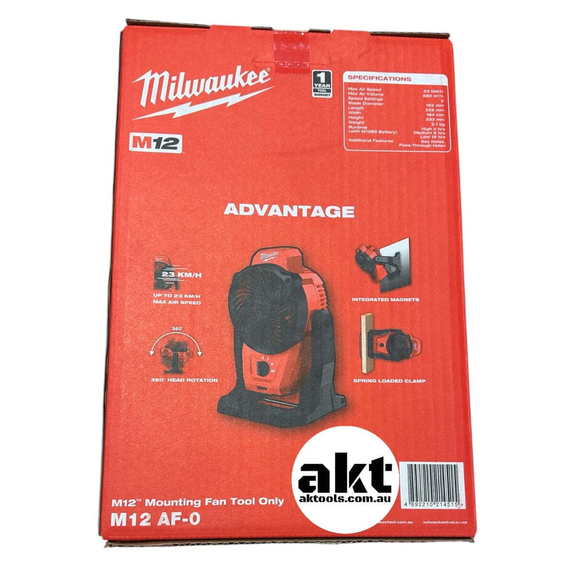 Milwaukee M12 Mounting Cordless Fan M12AF-0 Skin Only