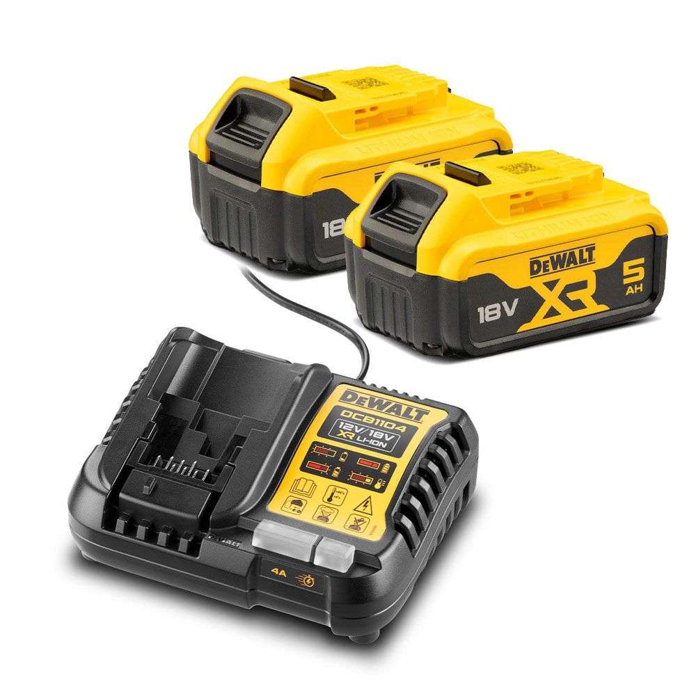 DeWalt 18V XR Li-Ion 5.0Ah 2-Pack with Charger Starter Kit DCB1104P2-XE