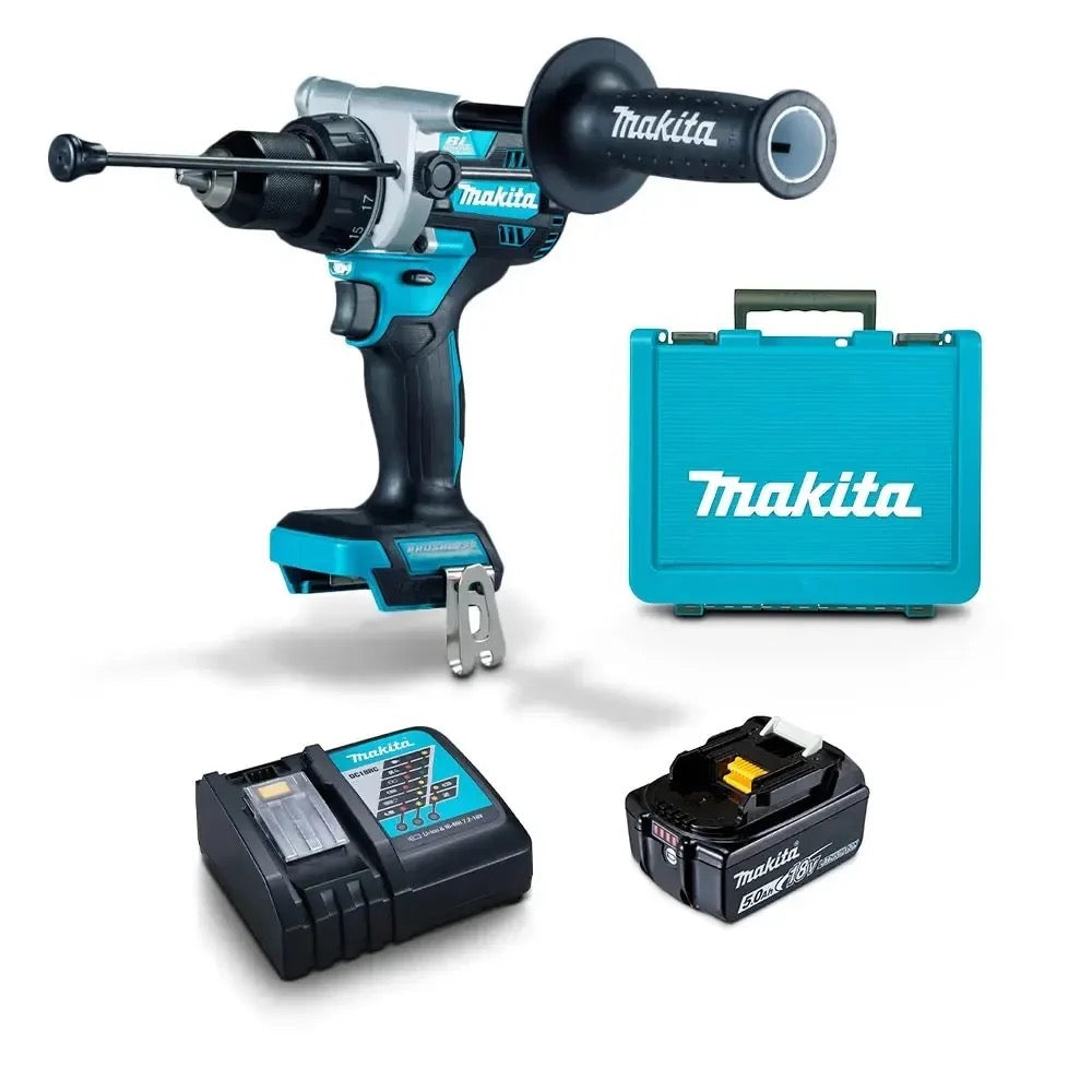 Makita 18V Cordless Hammer Drill Driver Kit with 5.0Ah Battery & Rapid Charger DHP486RTX1