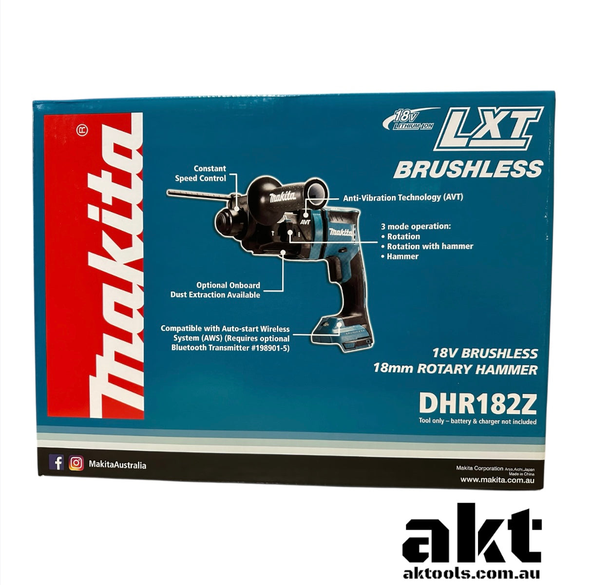 Makita DHR182Z 18V Brushless SDS Plus Rotary Hammer Drill Skin AK TOOLS