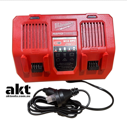 Milwaukee M18 18V Dual Bay Rapid Charger M18DFC Genuine 230V AU Plug AK TOOLS