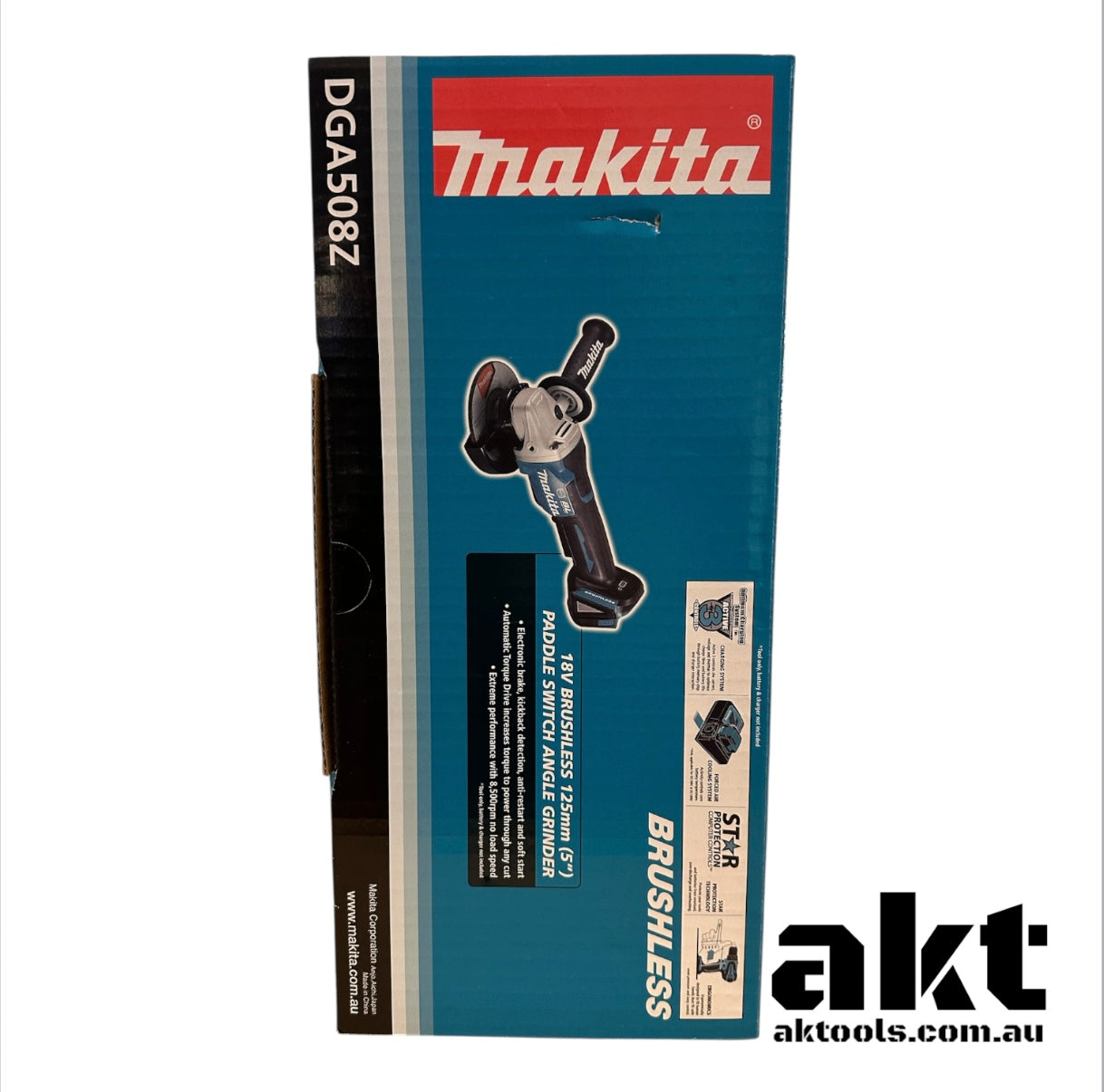 Makita 18V Brushless 125mm Angle Grinder Auto Brake Paddle Switch DGA508Z - AK TOOLS