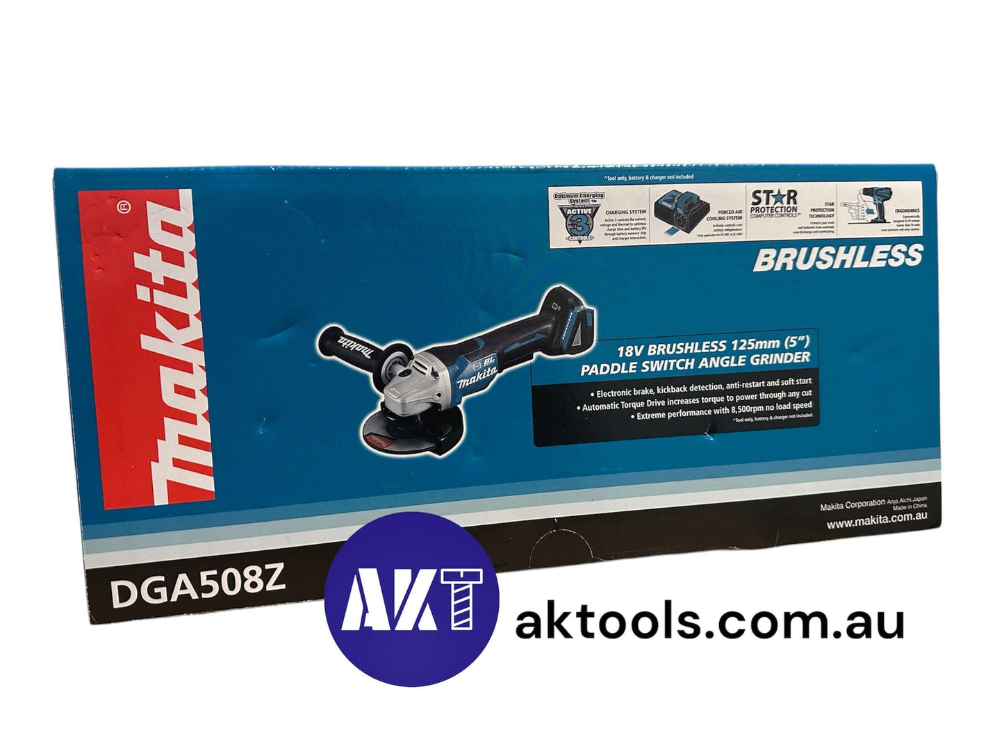 Makita 18V Brushless 125mm Angle Grinder Auto Brake Paddle Switch DGA508Z