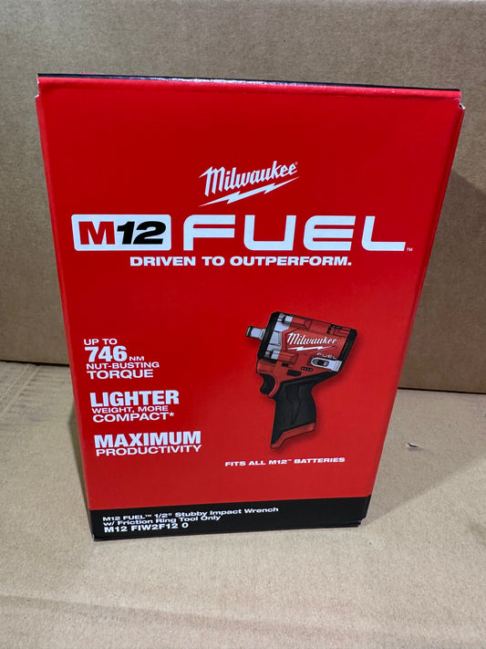 Milwaukee 1/2" Stubby Impact Wrench Friction Ring 12V M12FIW2F12-0 Skin