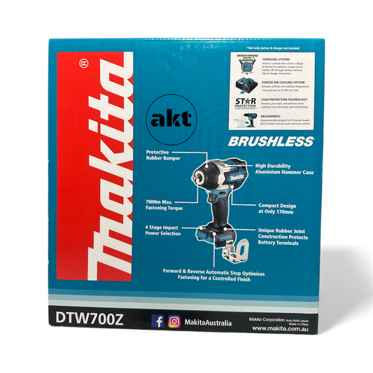 Makita 1/2" Impact Wrench DTW700Z Skin aktools.com.au