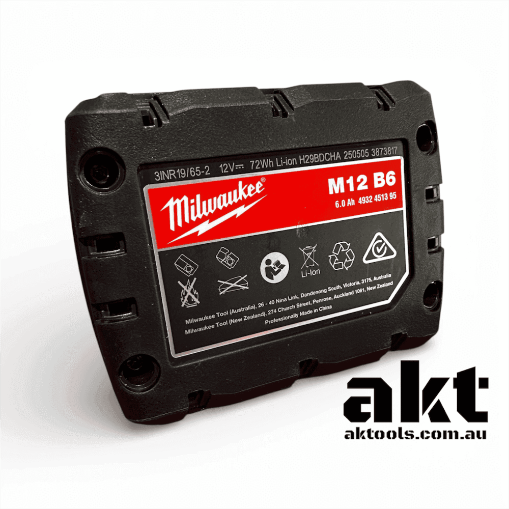Milwaukee 12V Battery M12 6.0Ah Redlithium-ION M12B6 Plain Box-aktools