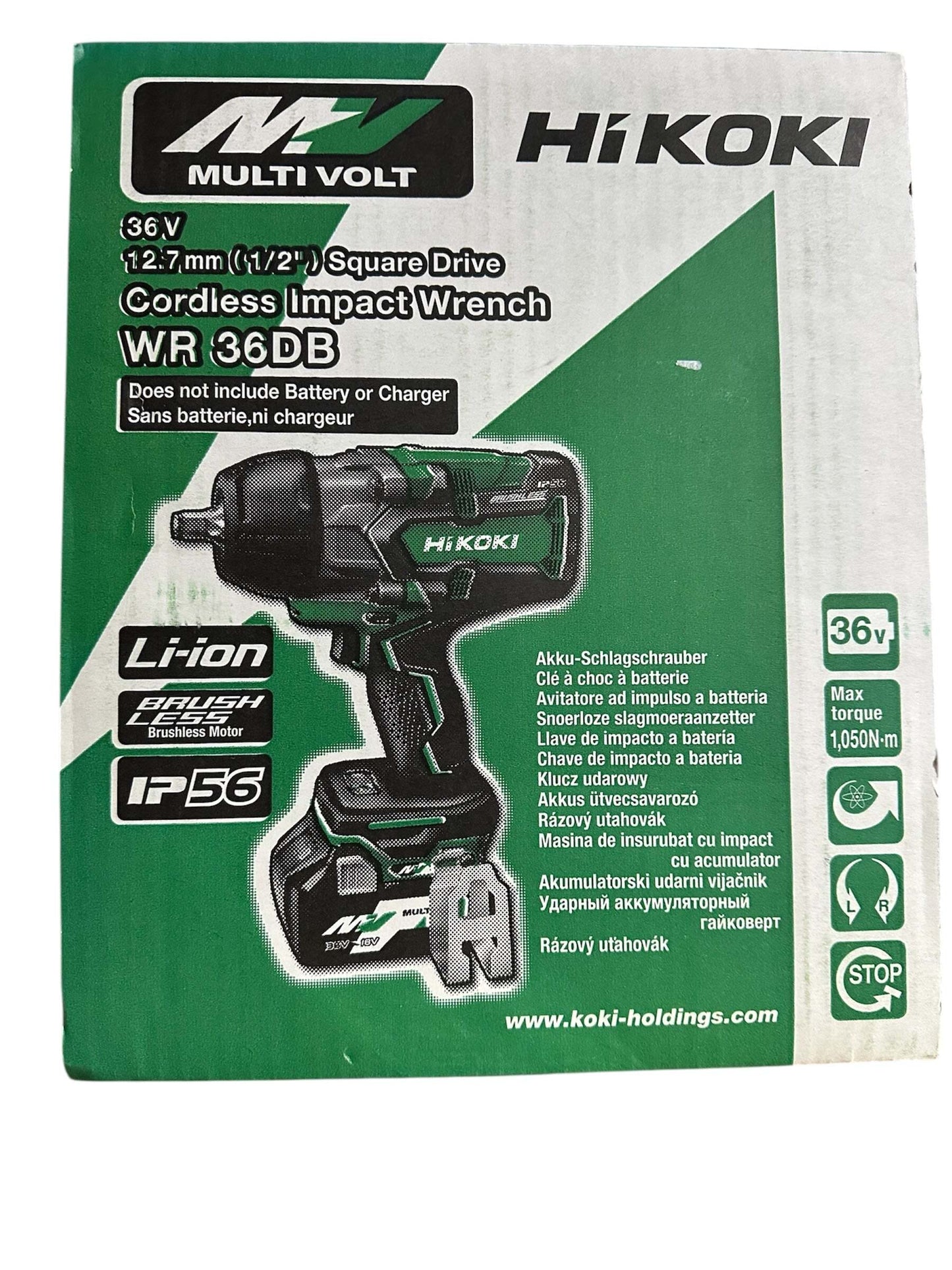 HiKOKI WR36DB(H4Z) 36V Brushless MultiVolt IP56 1/2inch Impact Wrench - Skin Only
