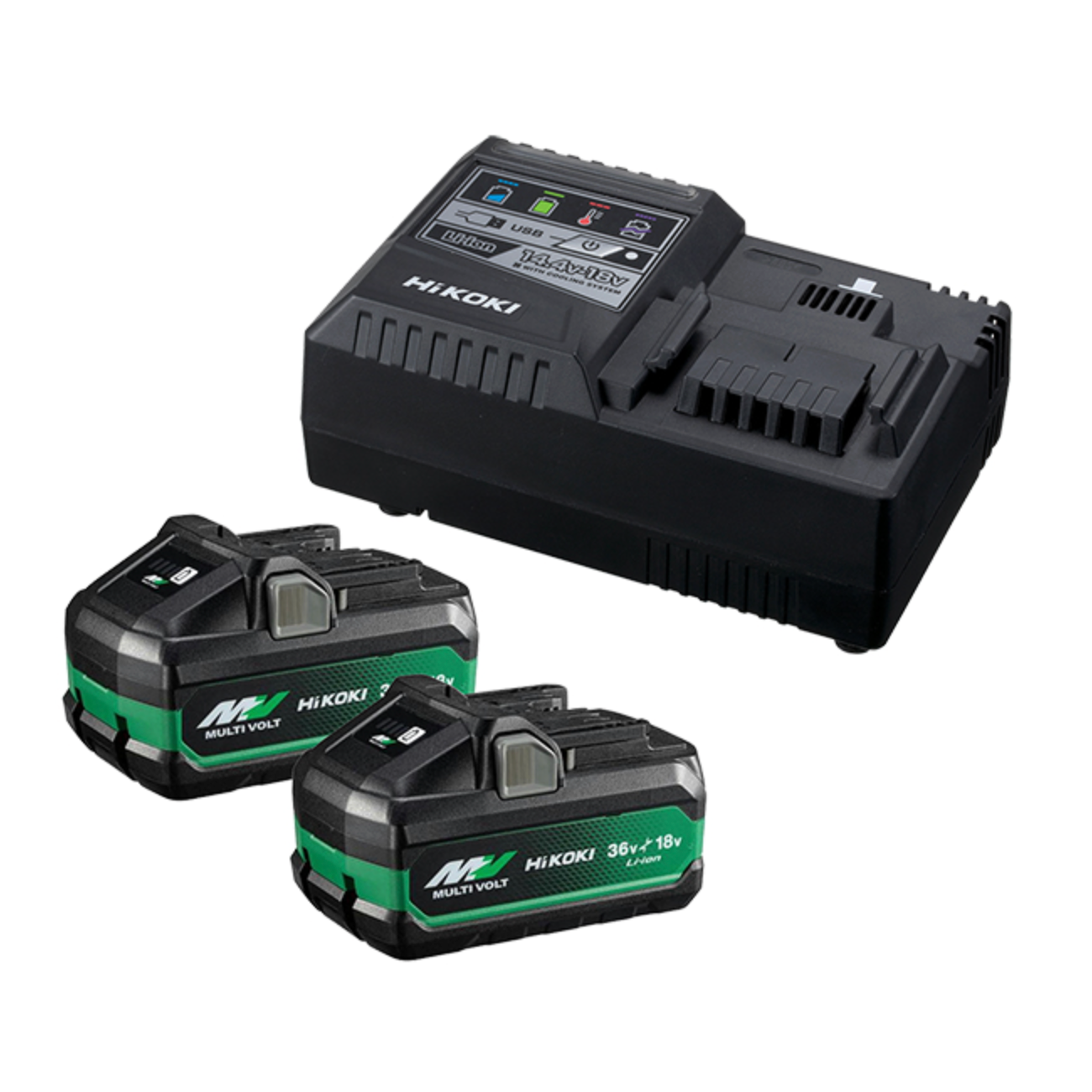 HiKOKI Multivolt Starter Pack with 2x MultiVolt Battery & Rapid Charger Pack UC18YSL3(HHZ)