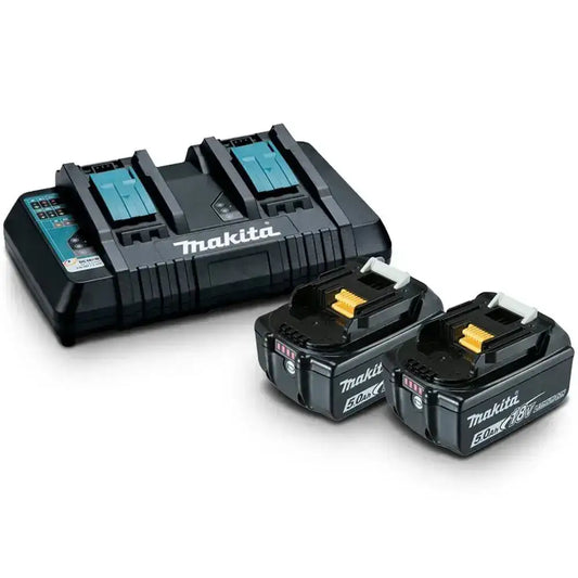 Makita 18V 2x 5.0AH Battery with Dual Port Rapid Charger Kit 198928-5 AK TOOLS