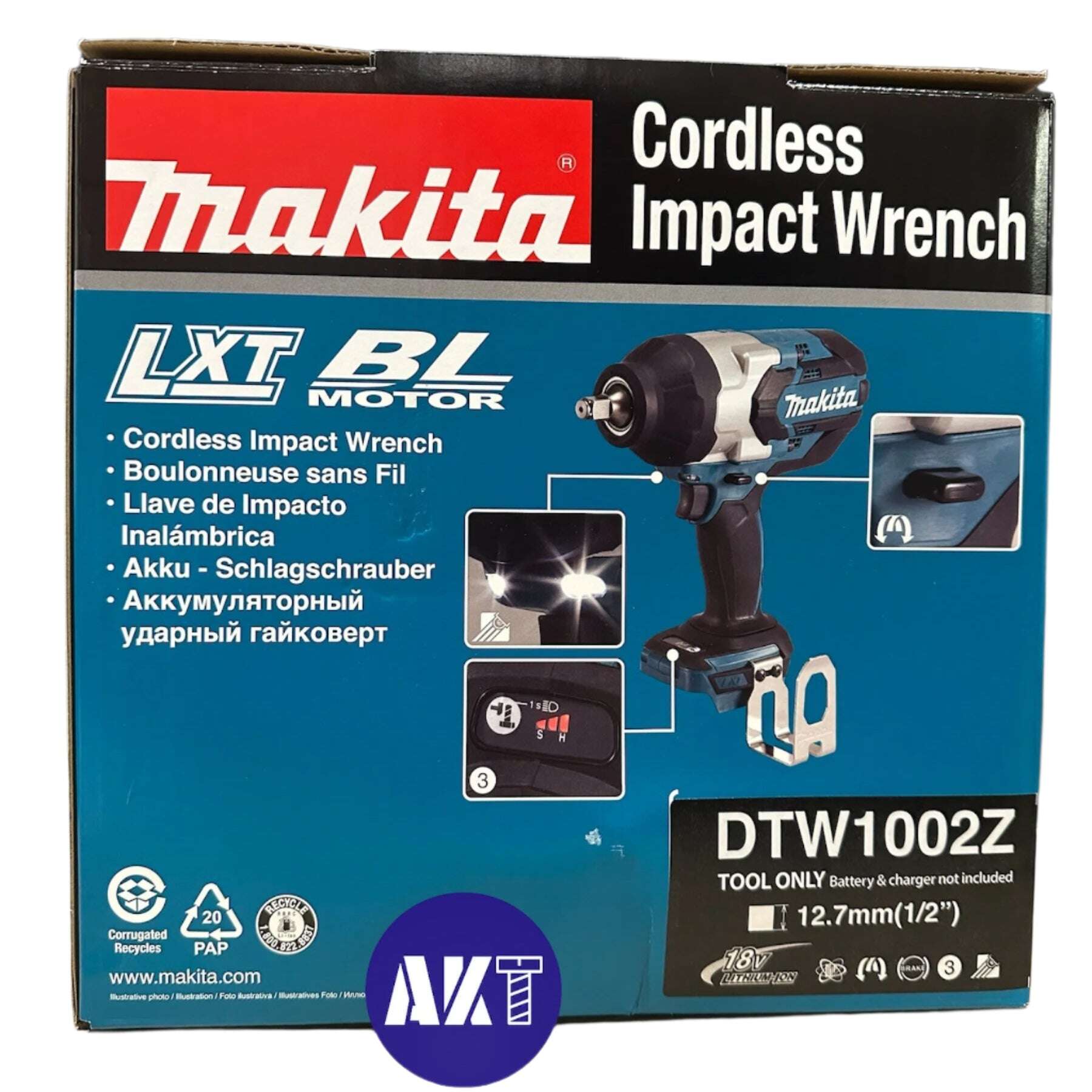 Makita DTW1002Z 18V Brushless 1/2" Impact Wrench Skin Only Genuine