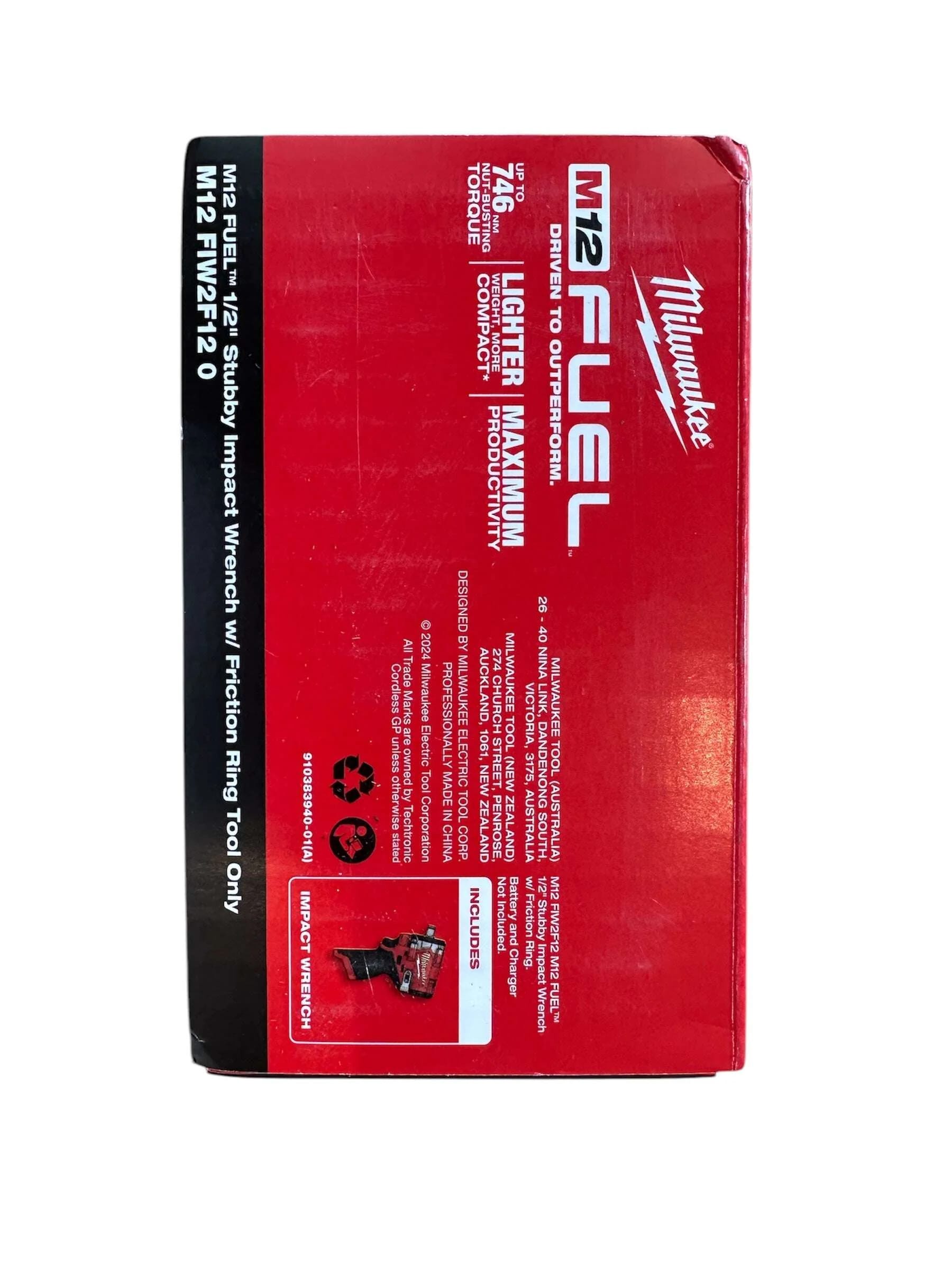 Milwaukee 1/2" Stubby Impact Wrench Friction Ring 12V M12FIW2F120 Skin