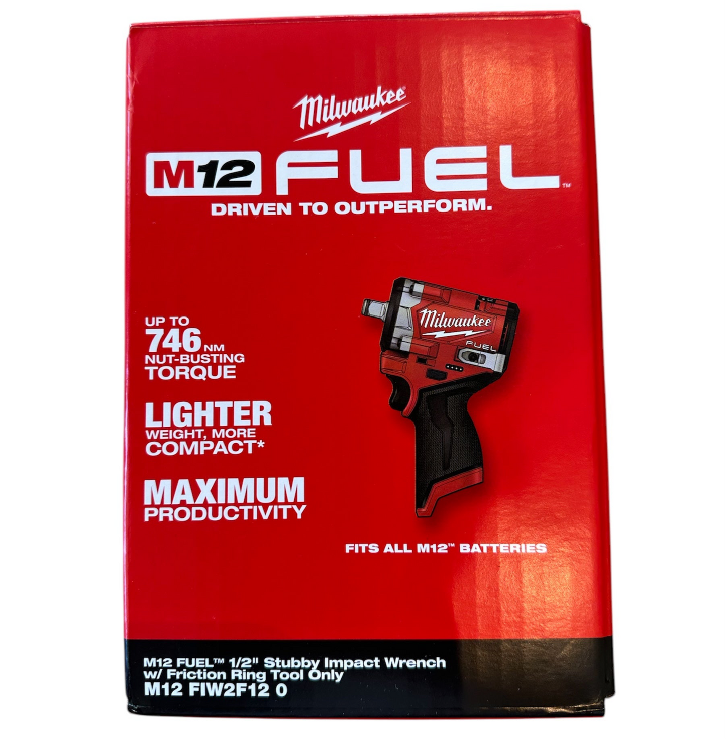 Milwaukee 1/2" Stubby Impact Wrench Friction Ring 12V M12FIW2F120 Skin