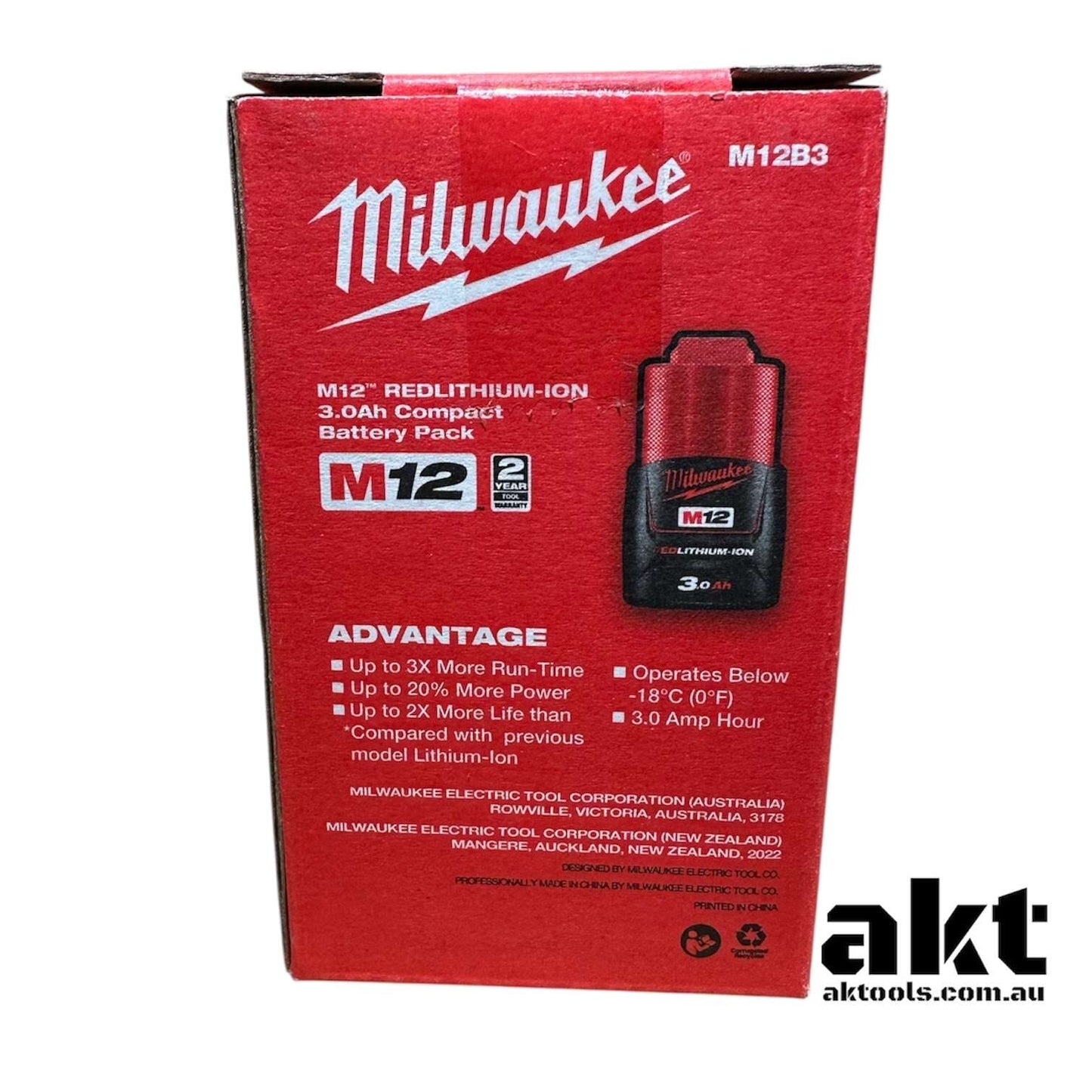 Milwaukee 12V Battery 3.0Ah Redlithium-ION Compact M12B3