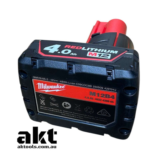 Milwaukee 12V Battery 4.0Ah 12V RED LI-ION M12B4 Genuine Original