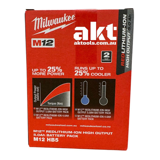 Milwaukee 12V Battery 5.0AH Battery High Output Battery M12HB5 - Original Genuine Retail