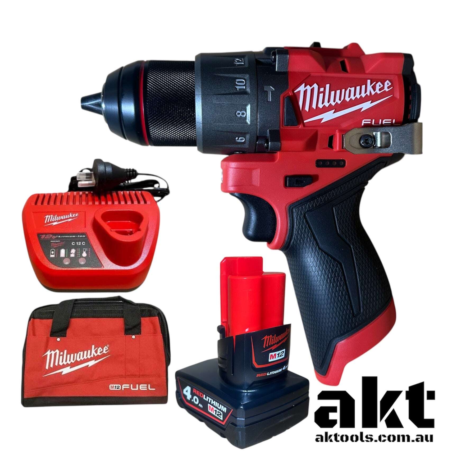 Milwaukee M12 12V Hammer Drill Driver Kit M12FPD2 4.0Ah Battery & Charger AK TOOLS