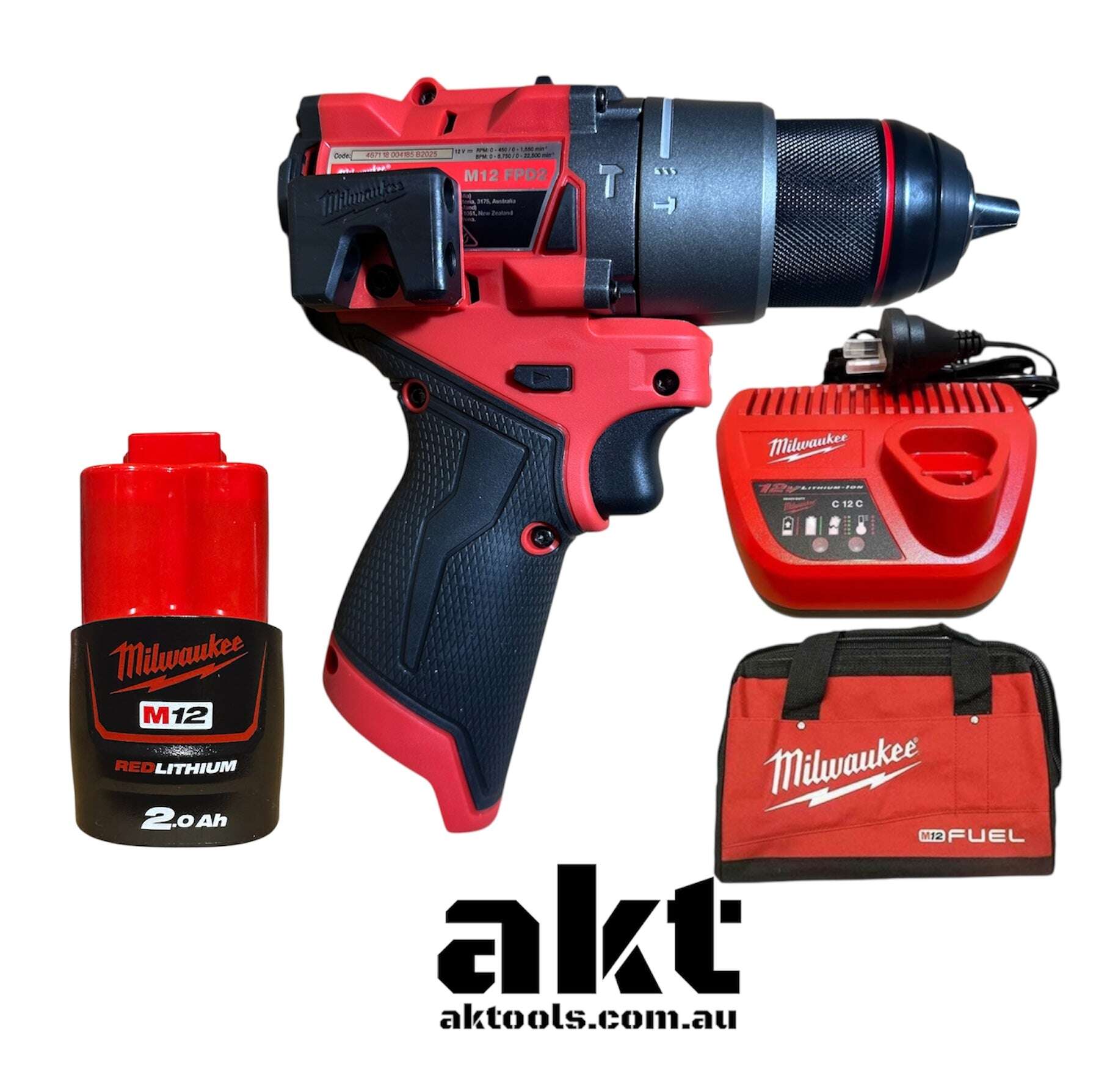 Milwaukee M12 12V Hammer Drill Driver Kit M12FPD2 AK TOOLS