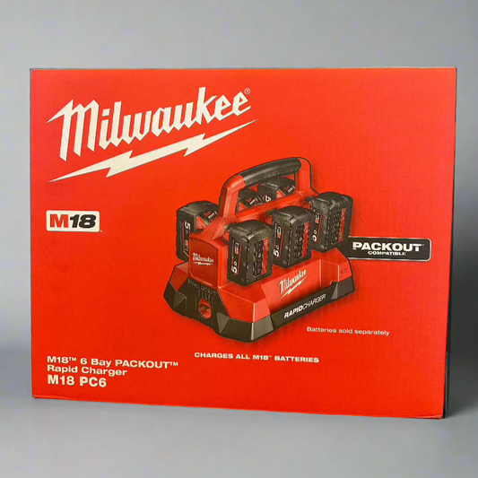 Milwaukee Packout 6 Bay 18V Battery Rapid Charger M18PC6 230V AU Plug Genuine