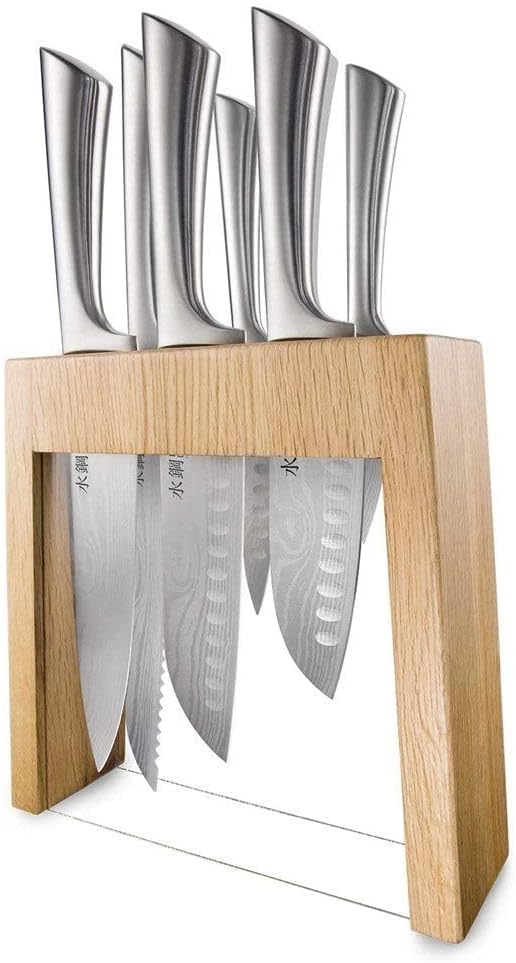Baccarat Damashiro Mizu Knife Block 7 Piece Oak-aktools