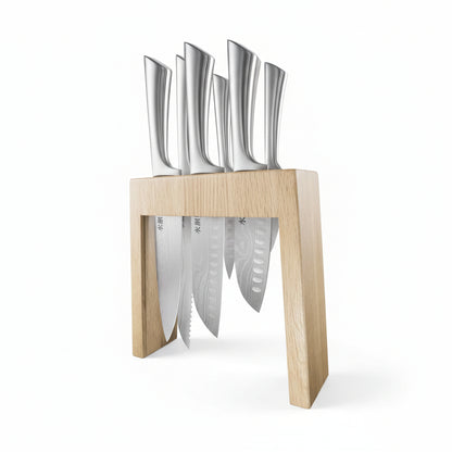 Cuisine pro Damashiro 7 Piece Mizu Knife Block Oak