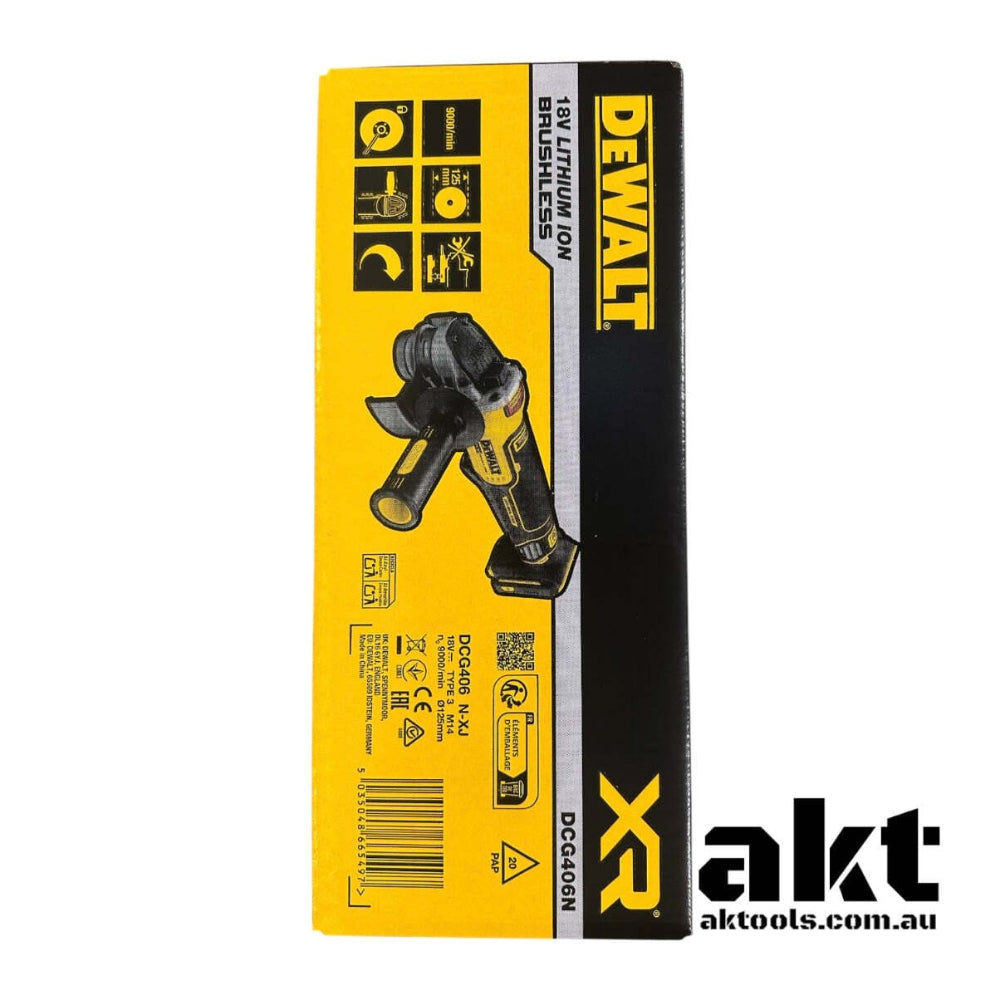 Dewalt DCG406N-XJ 18V XR Brushless 125mm Paddle Switch Angle Grinder
