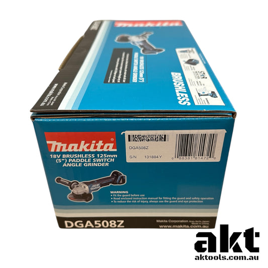 Makita 18V Brushless 125mm Angle Grinder Auto Brake Paddle Switch DGA508Z - AK TOOLS