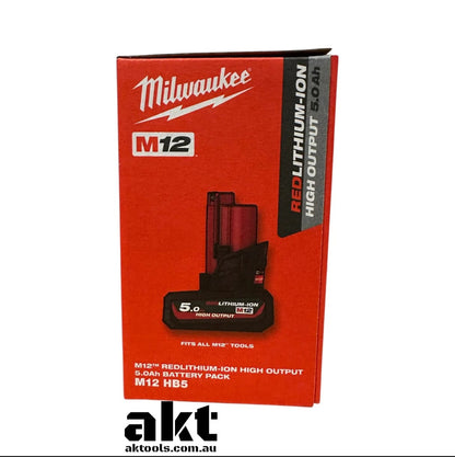 Milwaukee 12V Battery 5.0AH Battery High Output Battery M12HB5 - Original Genuine AK TOOLS