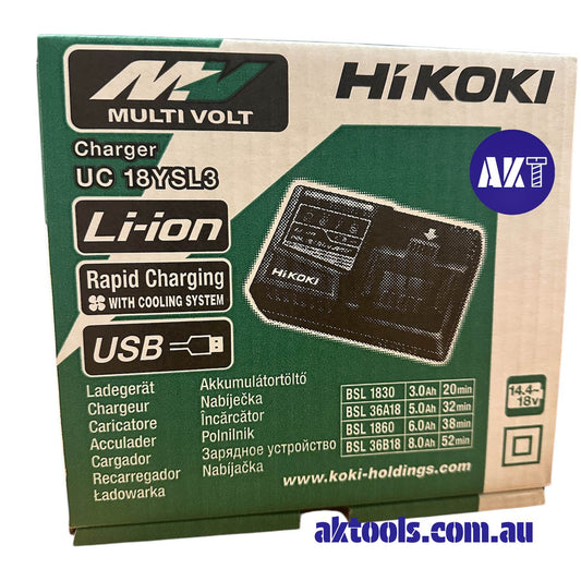 HiKOKI UC18YSL3(H0Z) Rapid Battery Charger with Cooling & USB Port Genuine