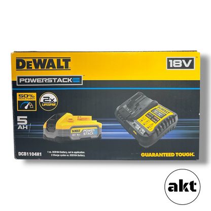 DeWalt 18V DCB1104H1-XE Starter Pack, 5.0 Powerstack Battery & Charger