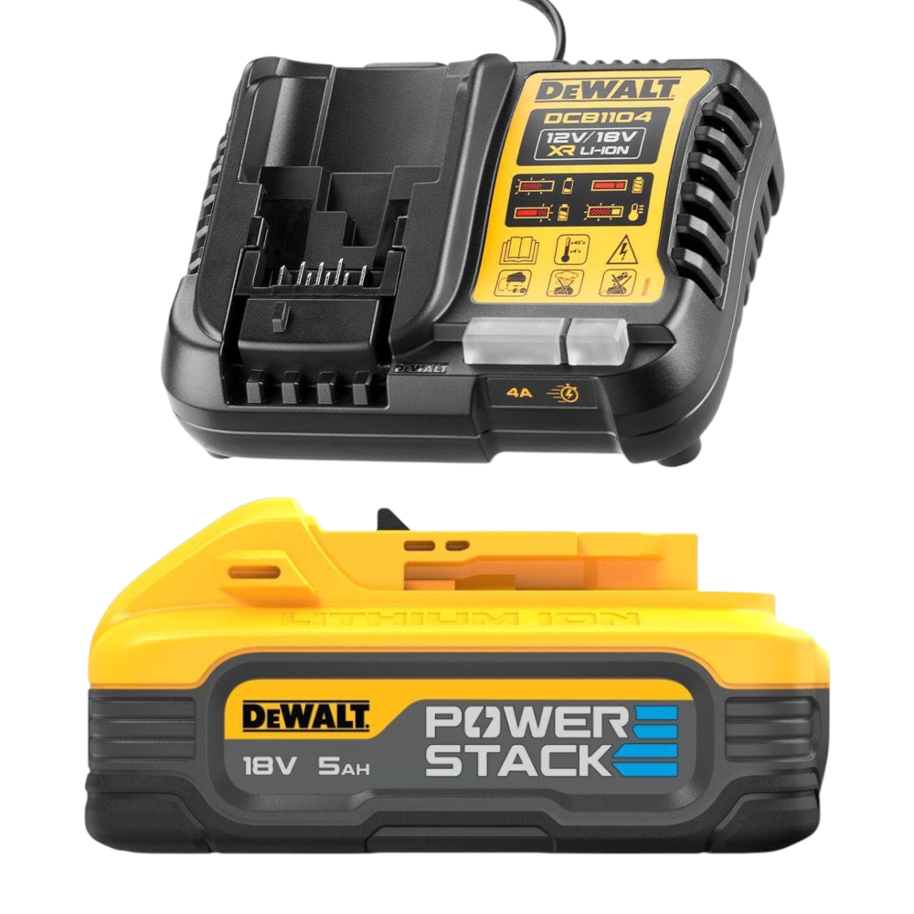DeWalt 18V DCB1104H1-XE Starter Pack, 5.0 Powerstack Battery & Charger