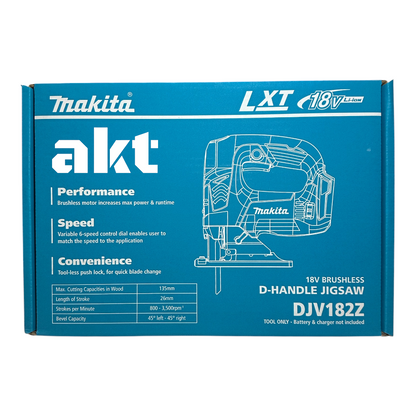 Makita DJV182Z 18V Cordless Jigsaw D-Handle  Skin Only