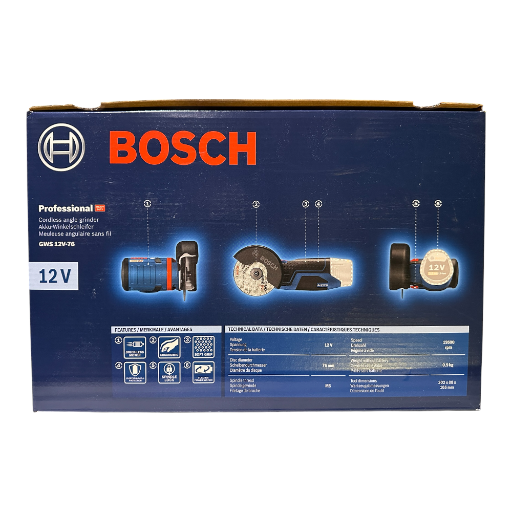 Bosch 12V Angle Grinder 76mm Cut-off Tool GWS 12V-76 Skin Only