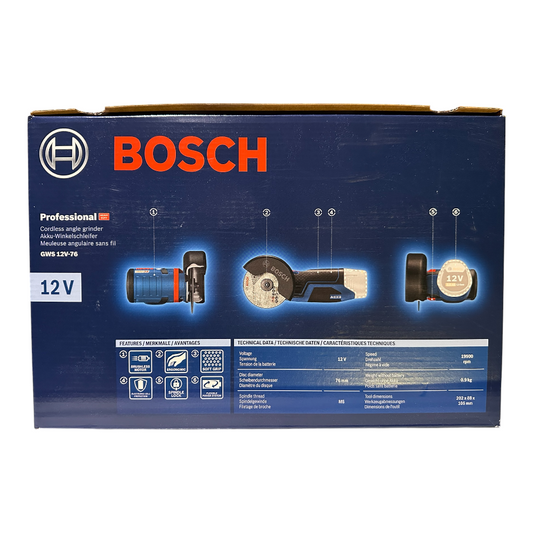 Bosch 12V Angle Grinder 76mm Cut-off Tool GWS 12V-76 Skin Only