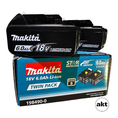 Makita 18V 6.0Ah Battery LED BL1860B-L Twin Pack 198490-0