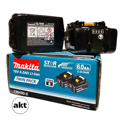 Makita 18V 6.0Ah Battery LED BL1860B-L Twin Pack 198490-0