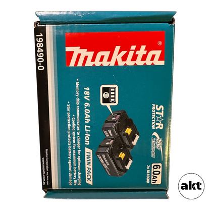 Makita 18V 6.0Ah Battery LED BL1860B-L Twin Pack 198490-0