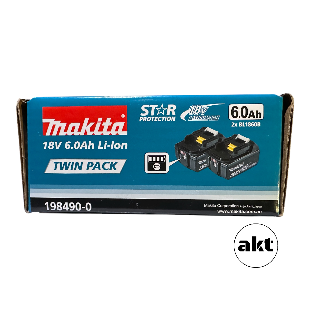 Makita 18V 6.0Ah Battery LED BL1860B-L Twin Pack 198490-0