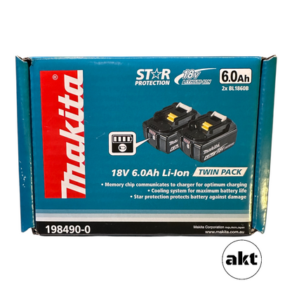 Makita 18V 6.0Ah Battery LED BL1860B-L Twin Pack 198490-0