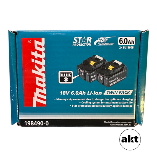 Makita 18V 6.0Ah Battery LED BL1860B-L Twin Pack 198490-0