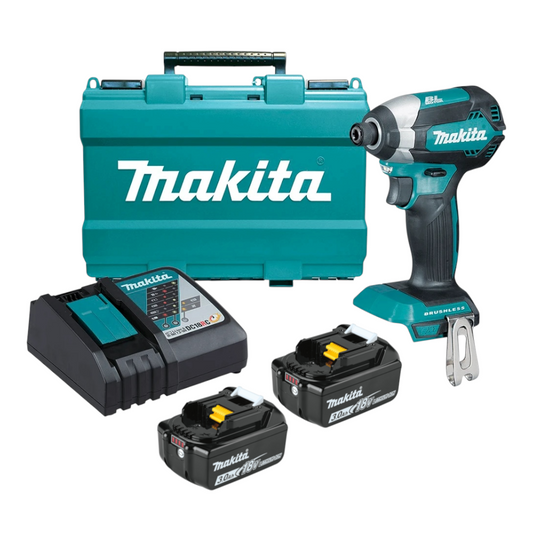 Makita DTD153RFE 18V Brushless Impact Driver Kit 2x 3Ah battery, Rapid Charger, Case
