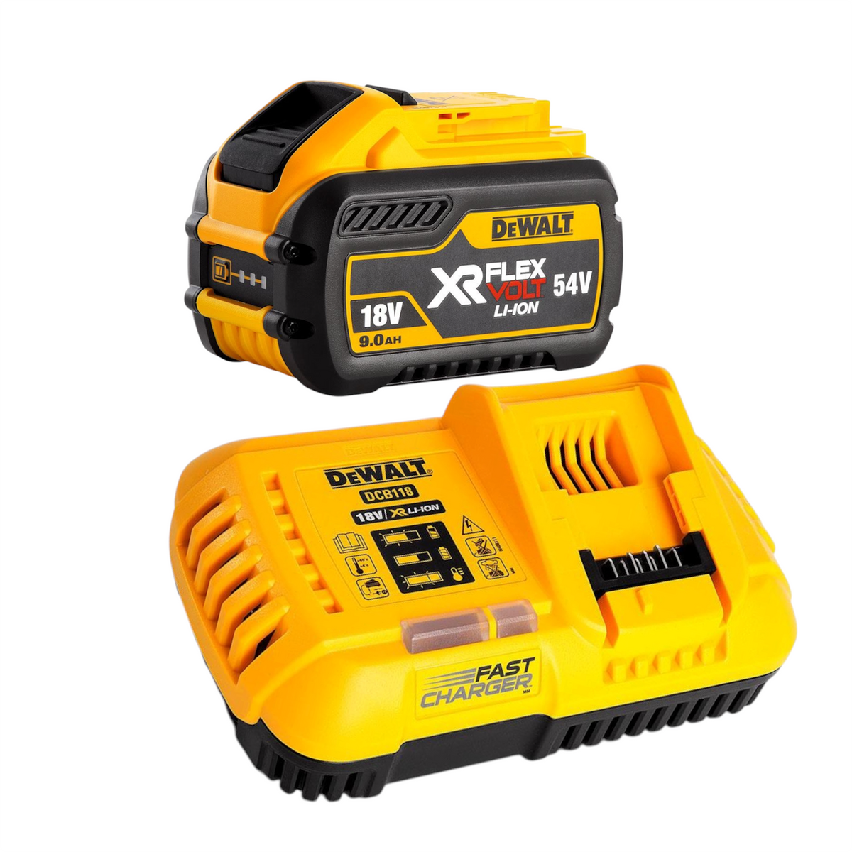 DeWalt 18V 54V FlexVolt 9.0Ah Battery & Fast Charger Kit DCB118X1-QW