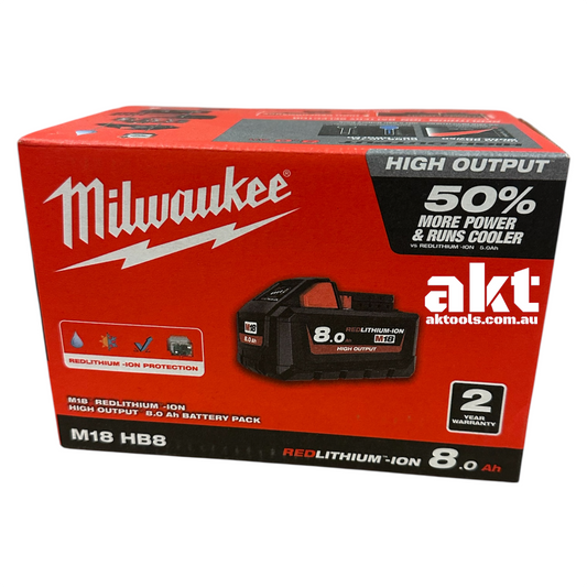 Milwaukee High Output 18V Battery 8.0Ah M18HB8 Redlithium-Ion