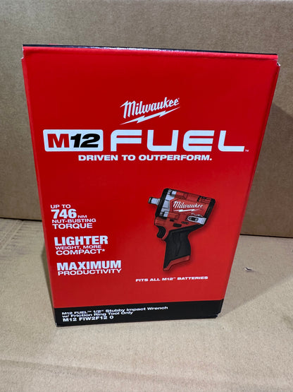 Milwaukee 1/2" Stubby Impact Wrench Friction Ring 12V M12FIW2F12-0 Skin