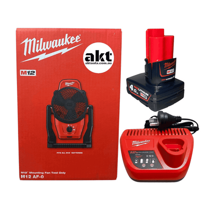 Milwaukee M12 Cordless Fan Kit 4Ah Battery & Charger