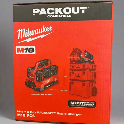 Milwaukee Packout 6 Bay 18V Battery Rapid Charger M18PC6 230V AU Plug Genuine 