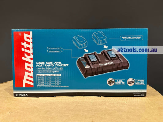 Makita 18V 2 X 5.0AH Dual Port Rapid Charger DC18RD, 2x BL1850BL Starter Kit 1989285 