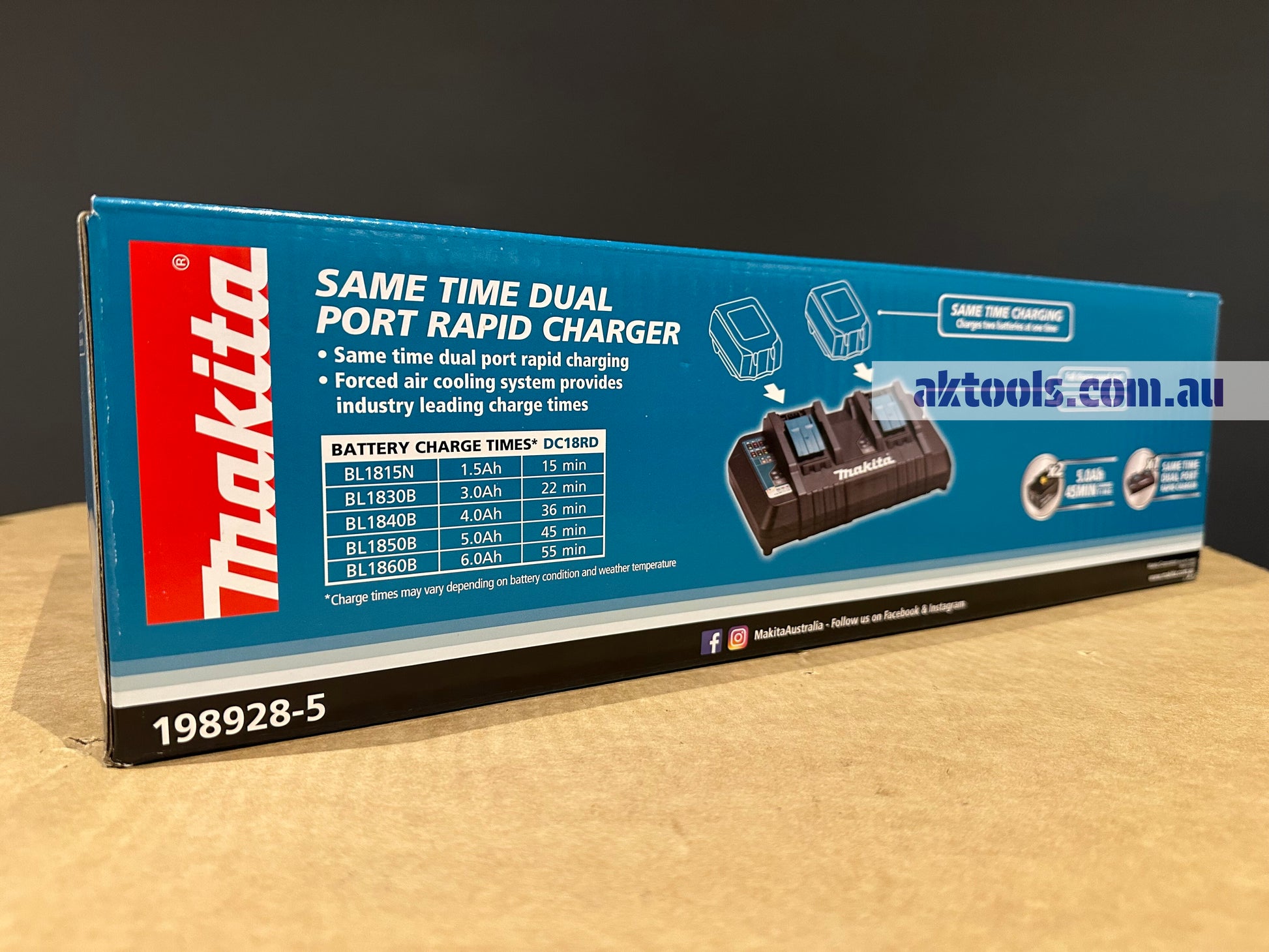 Makita 18V 2 X 5.0AH Dual Port Rapid Charger DC18RD, 2x BL1850BL Starter Kit 1989285 