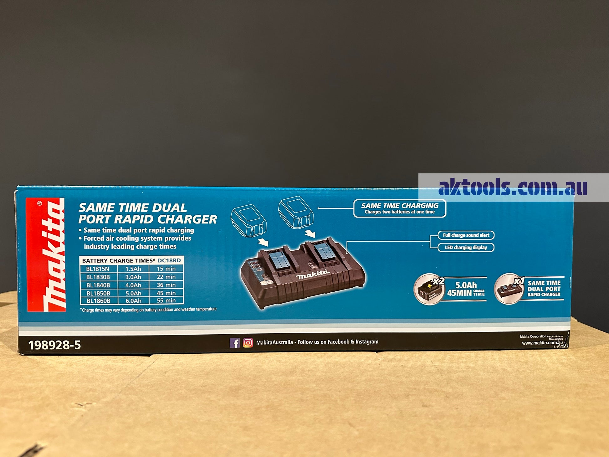 Makita 18V 2 X 5.0AH Dual Port Rapid Charger DC18RD, 2x BL1850BL Starter Kit 1989285 